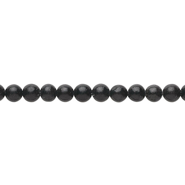 Bead, black obsidian (natural), 4mm round, B grade, Mohs hardness 5 to 5-1/2. Sold per 15-1/2" to 16" strand. image number 0