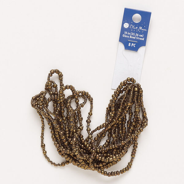 Seed bead mix, glass, pkg/(8)14inch, #10 round, opaque antique copper. image number 0
