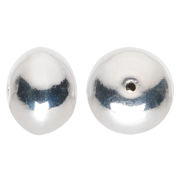 Bead, Hill Tribes, silver-plated brass, 21x16mm-21x17mm smooth rondelle with 1.5-2mm hole. Sold individually. image number 0