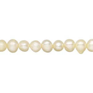 Freshwater pearl 1pkg1, semi-round, 15 inch daffodil 6-7mm cultured