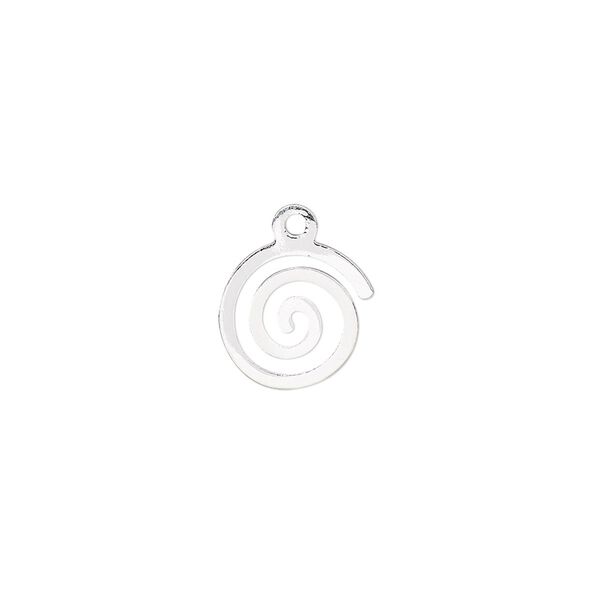 Drop, silver-plated steel, 12mm two-sided swirl. Sold per pkg of 20. image number 0