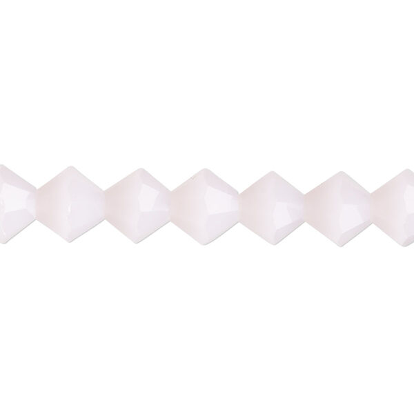 Bead, glass, translucent pastel pink, 8mm bicone with 0.6-0.8mm hole. Sold per 15-1/2" to 16" strand. image number 0
