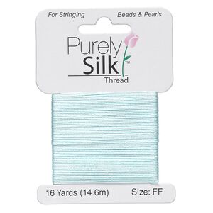 Thread, Purely Silk™, turquoise blue, size FF. Sold per 16-yard card.