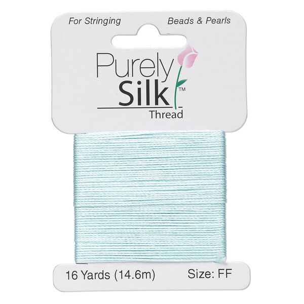 Thread, Purely Silk™, turquoise blue, size FF. Sold per 16-yard card. image number 0