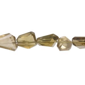 Lemon smoky quartz 1pkg1, hand-cut faceted nugget bead 10 inch mini to small