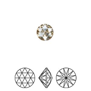 Round stone 2pk crystal golden shadow foil back, Crystal Passions® 8mm rose cut round 1401