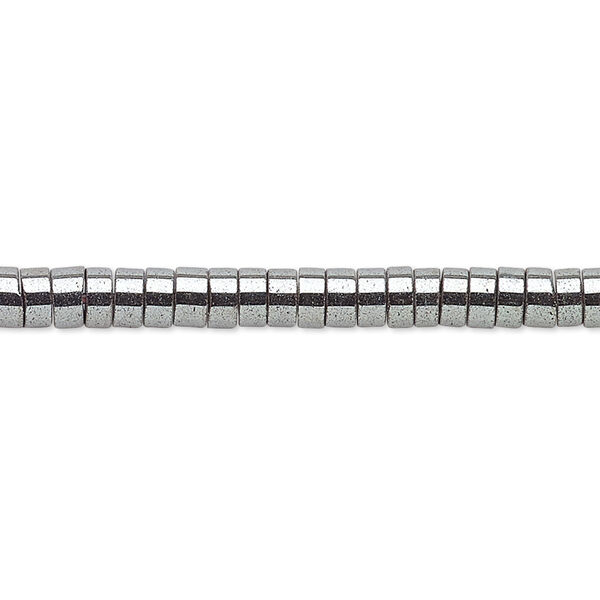 Bead, Hemalyke™ (man-made), black, 2x1mm heishi. Sold per 8-inch strand, approximately 200 beads. image number 0