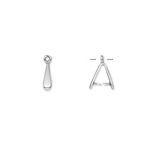 Bail, ice-pick, antiqued sterling silver, 9x2mm teardrop, 5mm grip length. Sold per pkg of 10.