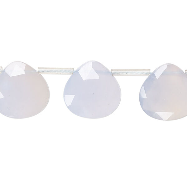 Bead, blue chalcedony (dyed), light, 12-13mm hand-cut top-drilled faceted puffed teardrop with 0.4-1.4mm hole, C+ grade, Mohs hardness 6-1/2 to 7. Sold per pkg of 23. image number 0