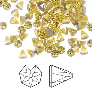 Flat back 144pk light topaz shimmer foil back, Swarovski® 4mm round spike 2019