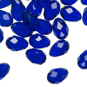 Bead Celestial Crystal® 1pkg40, 11X7.5mm-12X8mm teardrop / 66 facets, transparent cobalt blue