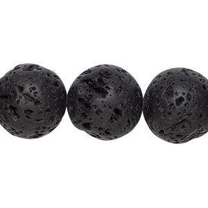 Lava rock 1pkg1, round bead 15.5-16 inch 16mm