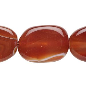 Red agate 1pkg1, striped pattern freeform bead 15.5-16 inch 30x22mm