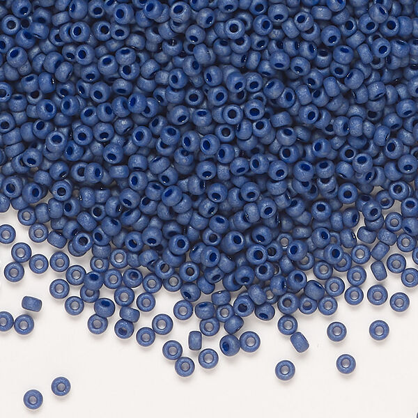 Seed bead, Miyuki 1pkg25g, glass, #11 rocaille, opaque matte glazed luster royal blue (RR-2039) image number 0