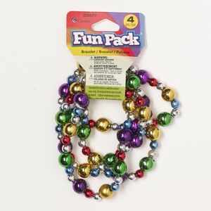 Bracelet, stretch, acrylic, mixed metallic colors, 7-1/2 inches. Sold per pkg of 4.