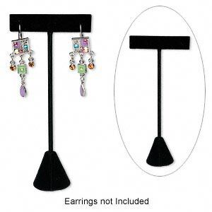 Display, earring, velvet, black, 5-1/2 x 2-1/2 x 1 inches. Sold individually.