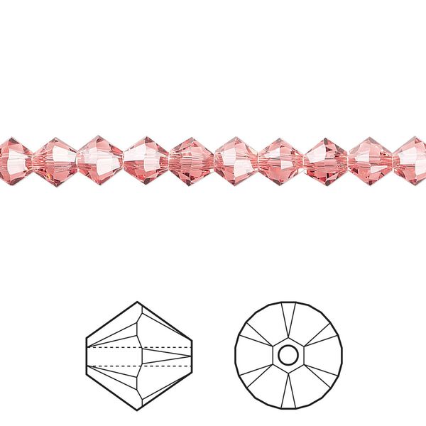 Bead 24pk rose peach, Crystal Passions® 5mm bicone 5328 image number 0