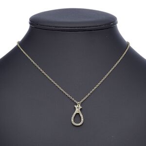 Necklace, glass rhinestone with gold-finished steel and "pewter" (zinc-based alloy), clear, 24x13mm teardrop, 18 inches with 2-inch extender chain and lobster claw clasp. Sold individually.