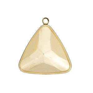 Drop, Almost Instant Jewelry®, gold-plated brass, 27mm faceted triangle with 23mm triangle setting. Sold per pkg of 2.