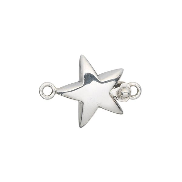 Clasp, tab, sterling silver, 17x17mm star. Sold individually. image number 0