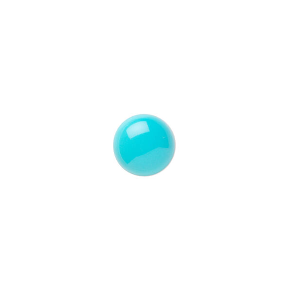 Cabochon, Sleeping Beauty turquoise (stabilized), 8mm calibrated round, B grade, Mohs hardness 5 to 6. Sold individually. image number 0