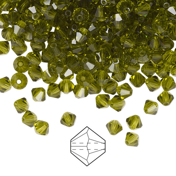 Bead 48pk olivine, Preciosa Czech crystal 4mm bicone image number 0
