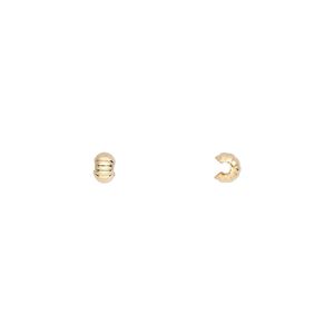 Crimp cover, gold-plated brass, 3mm corrugated round. Sold per pkg of 500.