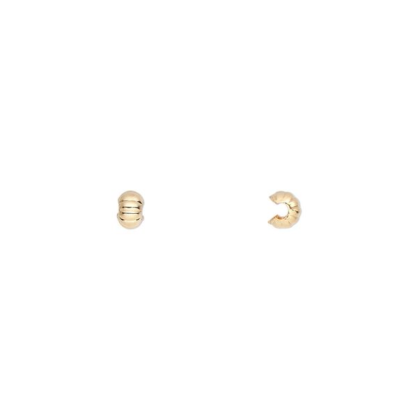 Crimp cover, gold-plated brass, 3mm corrugated round. Sold per pkg of 500. image number 0
