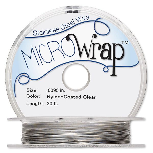 Wire, MICROWrap™, nylon-coated stainless steel, clear, 1 strand, 0.0095-inch diameter. Sold per 30-foot spool. image number 0
