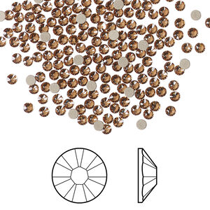 Flat back 1pkg1440 light smoked topaz foil back, Swarovski® ReCreated™, 2.1-2.3mm rose round SS7 2058