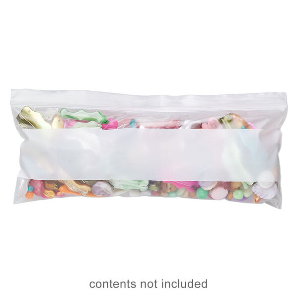 Bag, Tite-Lip™, plastic, clear and white, 8x3-inch side zip with block. Sold per pkg of 100. image number 0