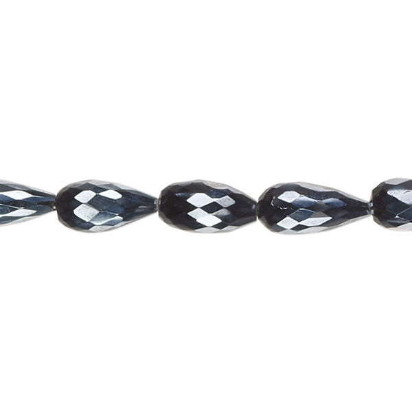 Black spinel 1pkg1, hand-cut faceted teardrop bead 8 inch 8x5mm-15x7mm image number 0