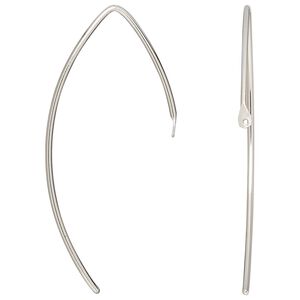 Ear wire 1pkg2 sterling silver, 21mm marquise / closed loop, 18 gauge 1 pair