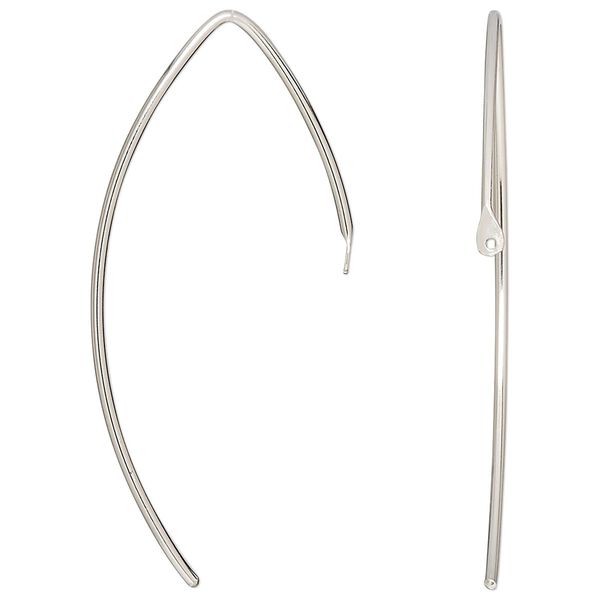 Ear wire 1pkg2 sterling silver, 21mm marquise / closed loop, 18 gauge 1 pair image number 0