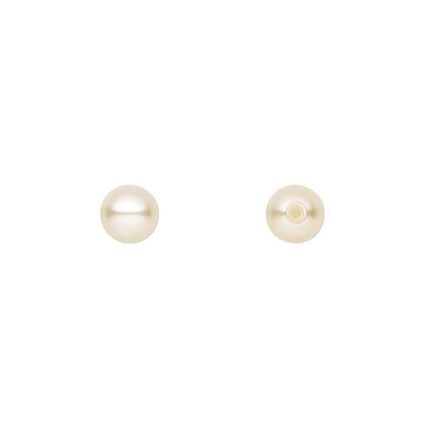 Pearl 10pk cream, Preciosa Czech crystal 6mm half-drilled round image number 0