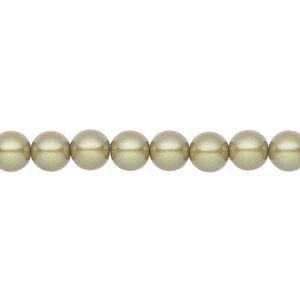 Pearl 200pk pearlescent khaki, Preciosa Czech crystal 6mm round