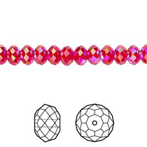 Bead 12pk light Siam shimmer 2X, Crystal Passions® 6x4mm rondelle 5040