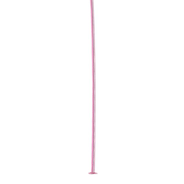 Head pin, electro-coated brass, pink, 3 inches, 21 gauge. Sold per pkg of 10. image number 0
