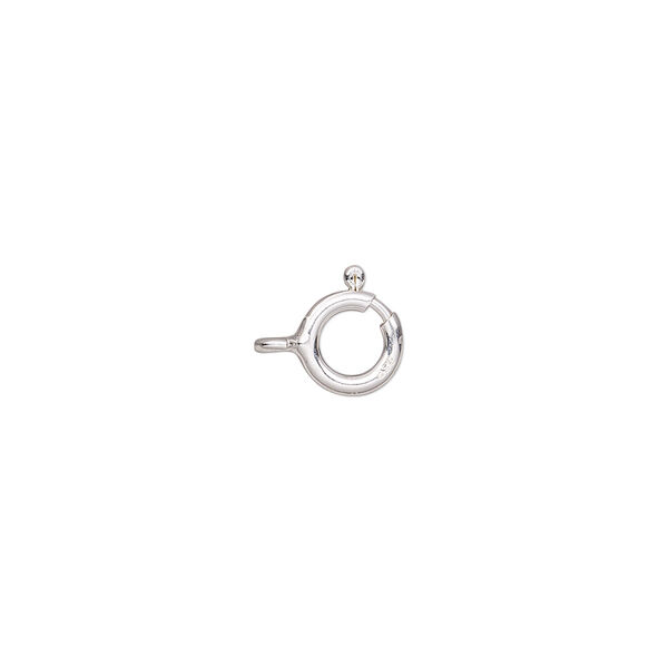 Clasp, springring, sterling silver, 7mm light weight. Sold per pkg of 10. image number 0