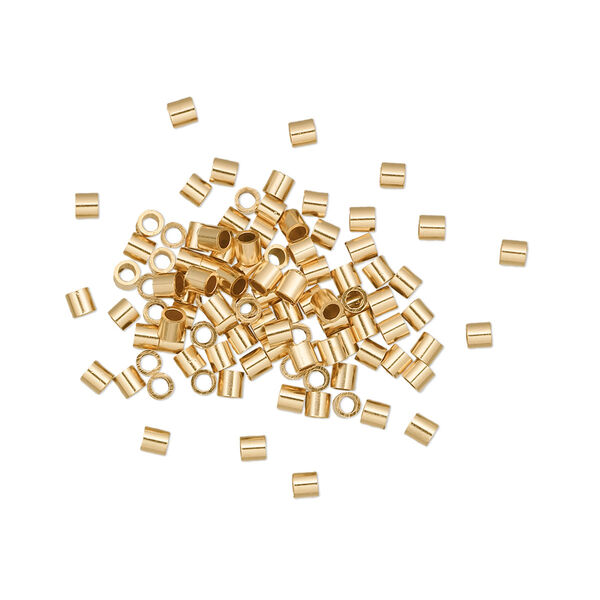Crimp, 12Kt gold-filled, 2mm smooth tube, 1.1mm inside diameter. Sold per pkg of 100. image number 0