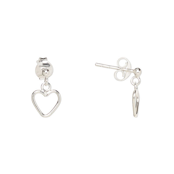 Earstud, Create Compliments®, sterling silver, 12.5x8mm open heart. Sold per pair. image number 0