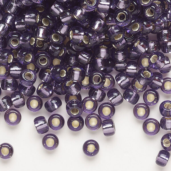 Seed bead, Miyuki, glass, pkg/25g, #6 rocaille, transparent silver-lined amethyst purple (RR-24). image number 0