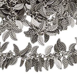 Chain, antique silver-plated brass, 3.5mm double-sided leaf. Sold per pkg of 5 feet.