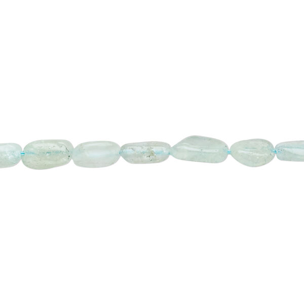Aquamarine 1pkg1, hand-cut puffed oval bead C- grade, 14 inch 6x4mm-9x5mm image number 0