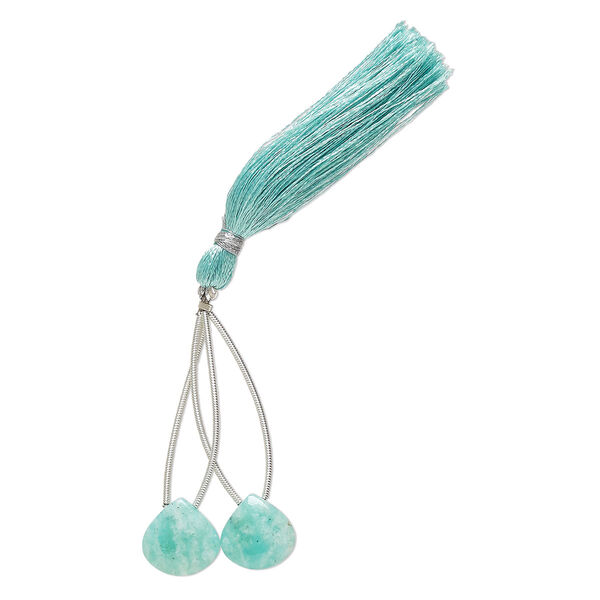Amazonite 1pkg2, hand-cut top-drilled puffed teardrop bead natural B grade, 14x14mm image number 1