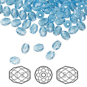 Bead 360pk aquamarine, Swarovski® 5x4mm olive briolette 5044
