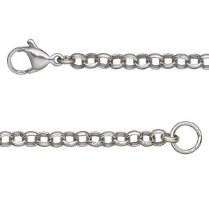 Chain 1pkg1 rolo, 4mm / lobster claw clasp, stainless steel 18 inch