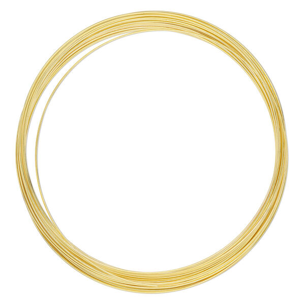 Memory wire, gold-finished stainless steel, 3-5/8 inch necklace, 0.6-0.75mm thick. Sold per 1-ounce pkg, approximately 30 loops. image number 0