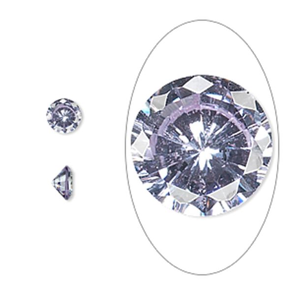 Gem, cubic zirconia, lavender, 5mm faceted round, Mohs hardness 8-1/2. Sold per pkg of 5. image number 0