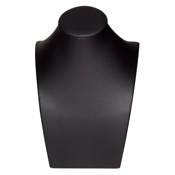 Display, necklace, leather, black, 7 x 5 x 3-1/4 inches with VELCRO® tab on back. Sold individually. image number 0